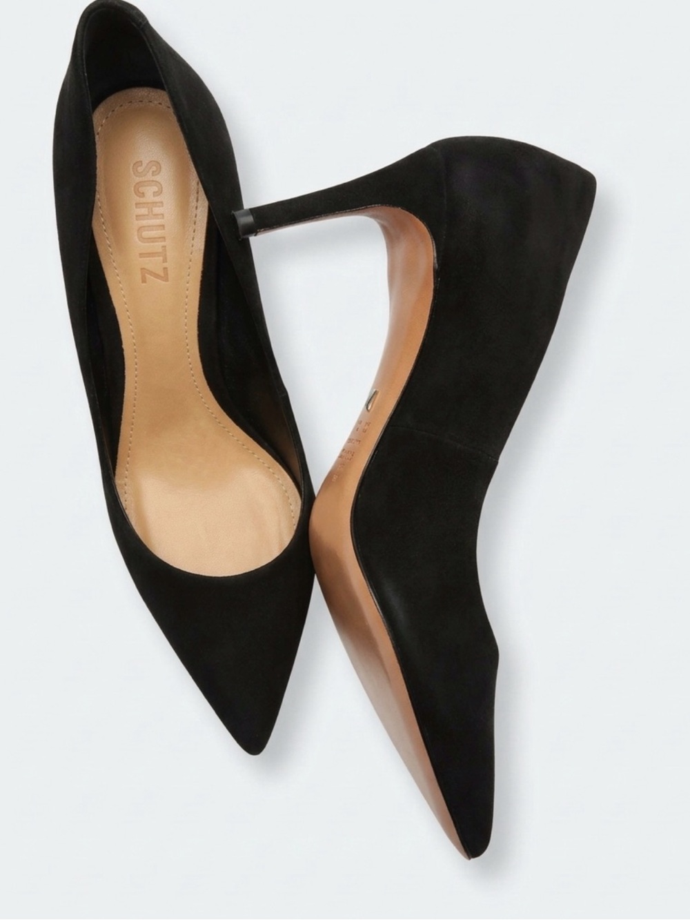 SCHUTZ Black Suede Pointed Toe Stiletto Pumps